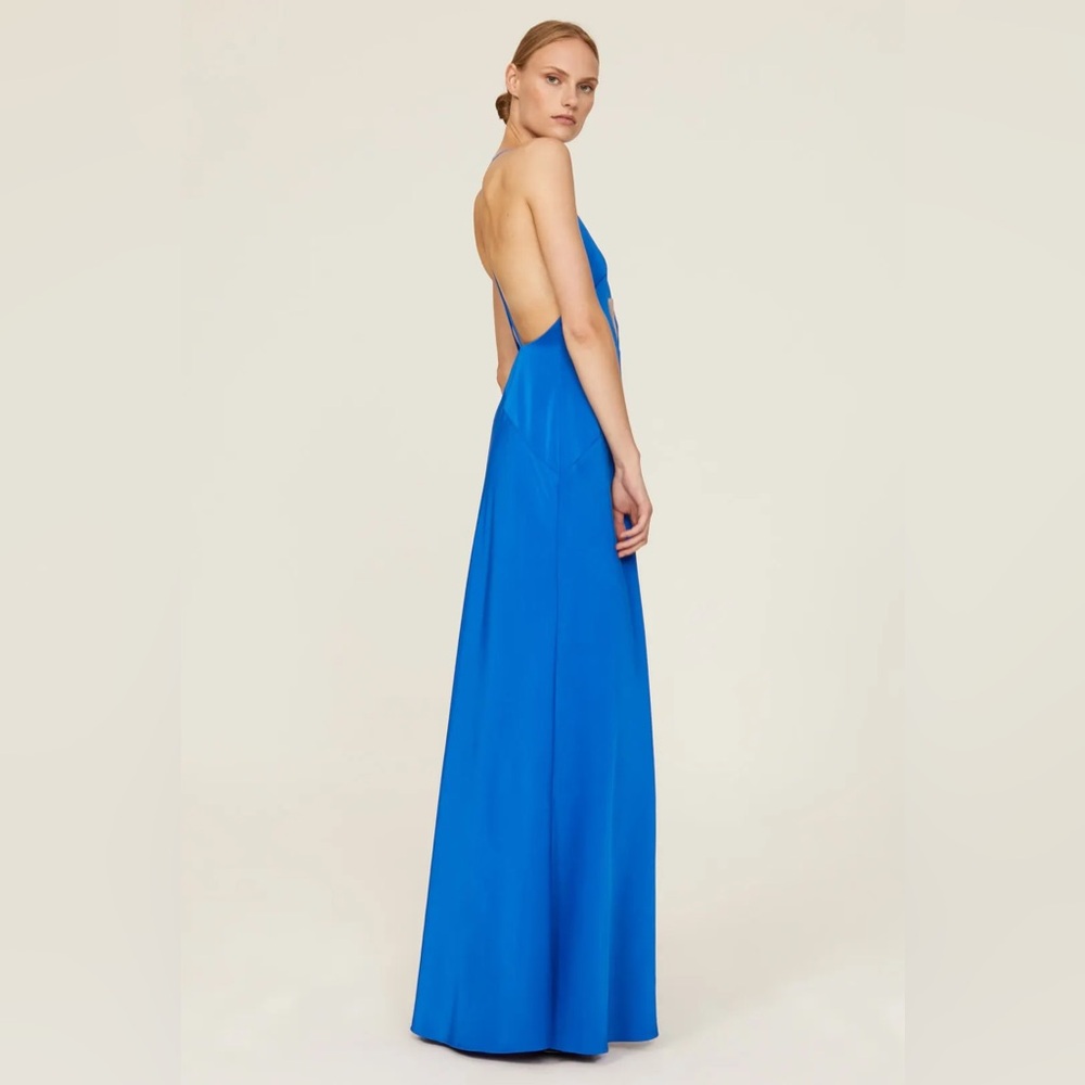 Aidan Mattox size 14R halter drape royal blue formal gown. - Picture 12 of 13